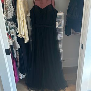 Adrianna Papell Strapless Black Tulle Gown